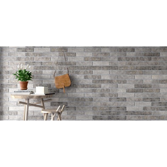 Seven Tones серый 60x250x6 клинкерная плитка для стен Golden Tile